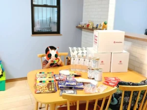 musubouを受け取った同居家族の写真 災害備蓄品 musubou 従業員と同居家族へプレゼント