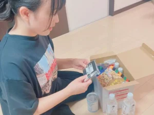 musubouを受け取った同居家族の写真 災害備蓄品 musubou 従業員と同居家族へプレゼント